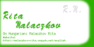 rita malaczkov business card